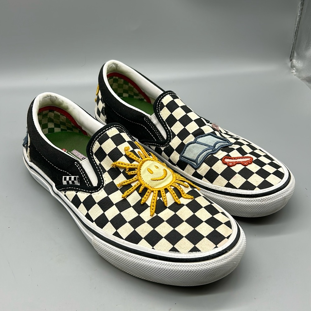 Vans Checkerboard Skateistan Slip-On Sneakers with Embroidery